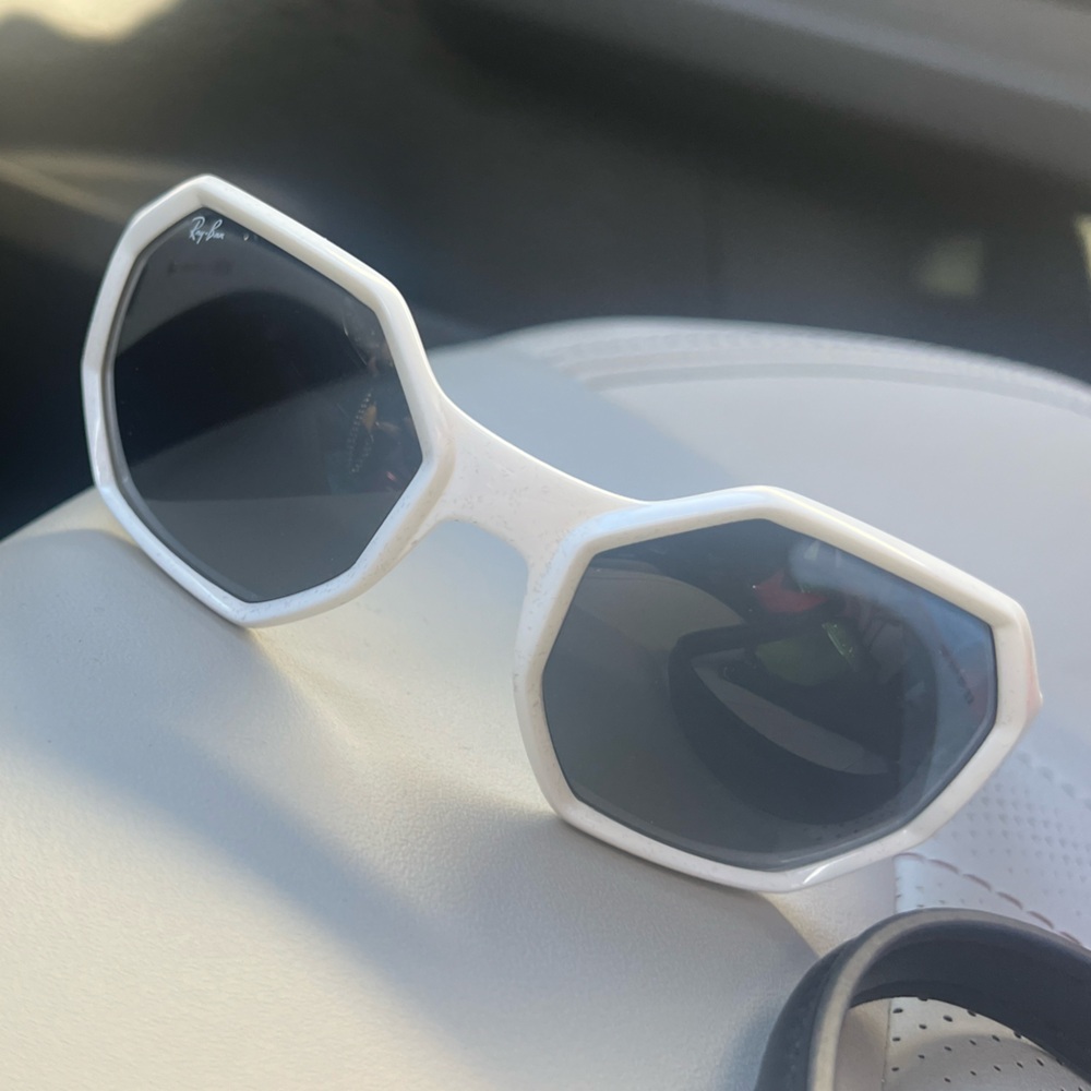 White Geometric wrap around Sunglasses